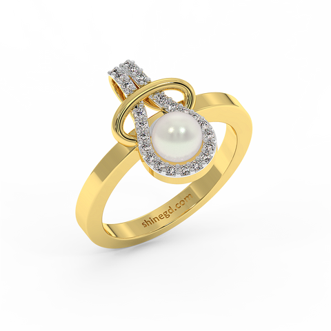 18K Gold Diamond Pearl Set