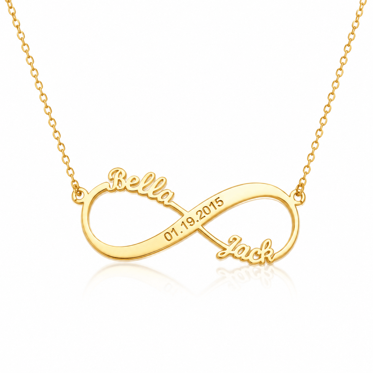 Personalized Couple Infinity Name Necklace with Date